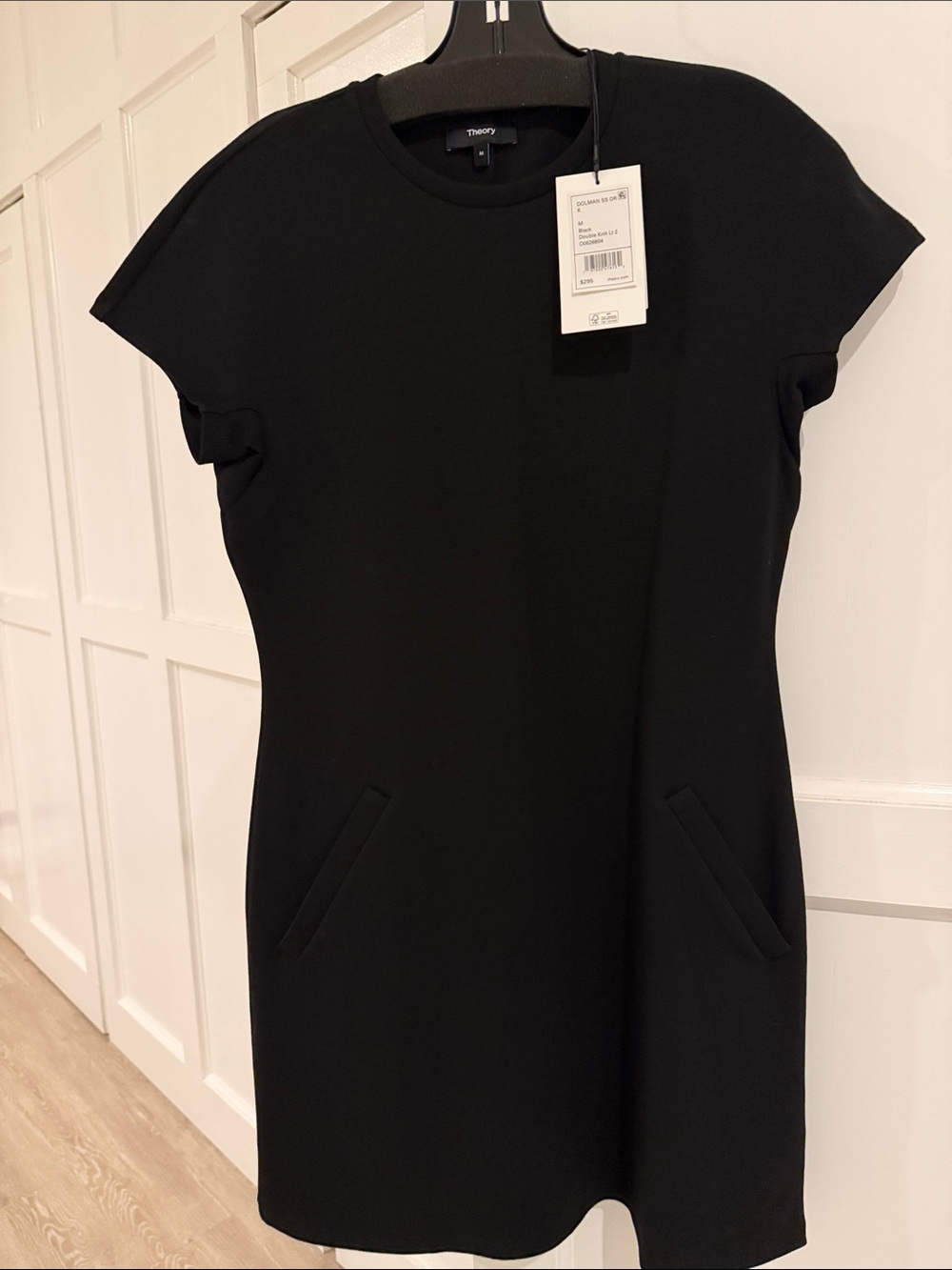 Theory Black Cap-Sleeve Sheath Dress